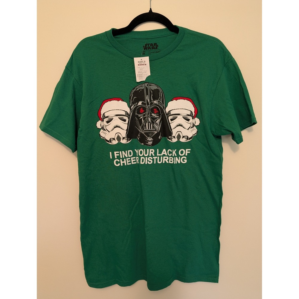 NWT Star Wars Darth Vader Christmas Lack of Cheer Graphic T-Shirt Green Size M